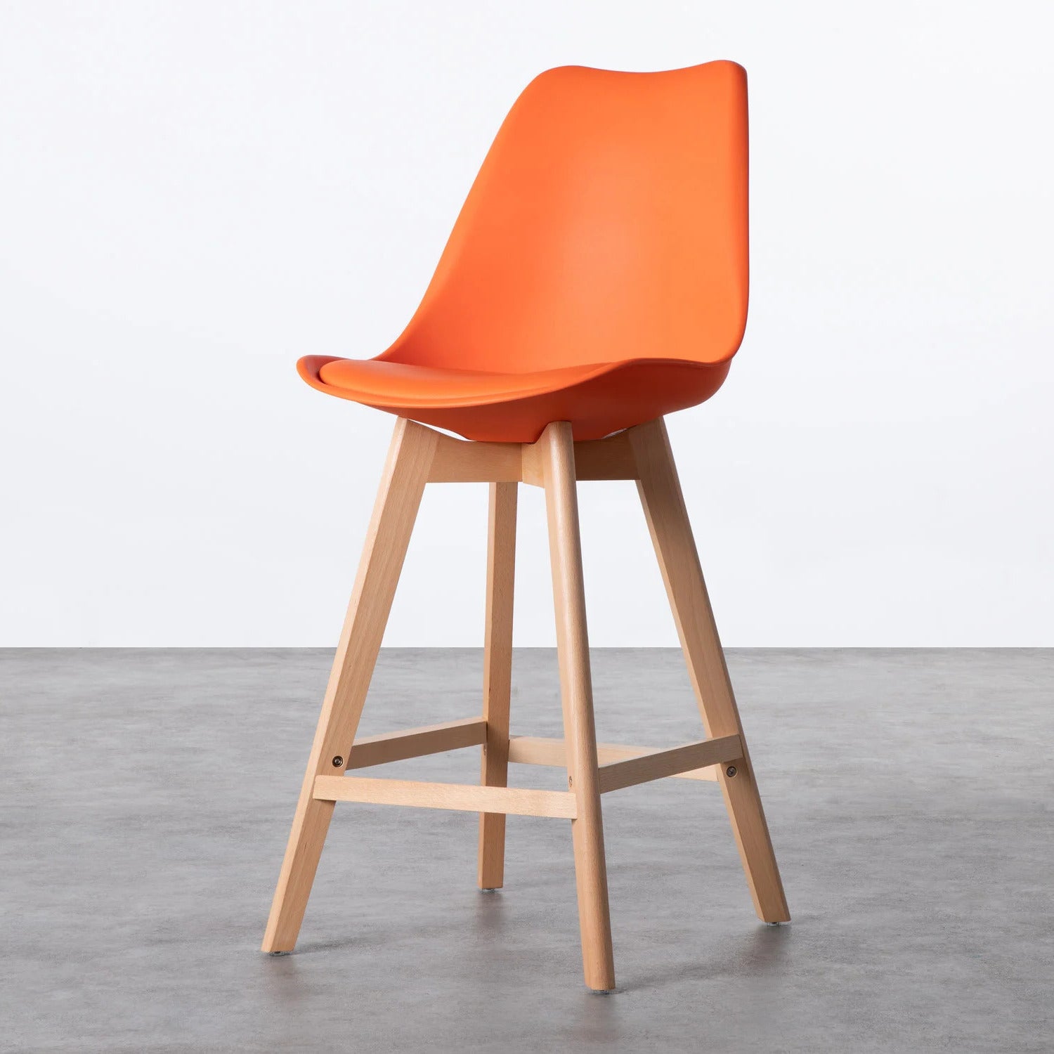 Taburete Alto Cocina con Respaldo, Asiento Blando y Tapizado, Patas Altas Resistentes de Madera de Haya con Reposapiés, Sillas Nórdicas, Ideal para Cocina, Salón, Comedor y Restaurante, 54.5 x 49.5 x 106 cm