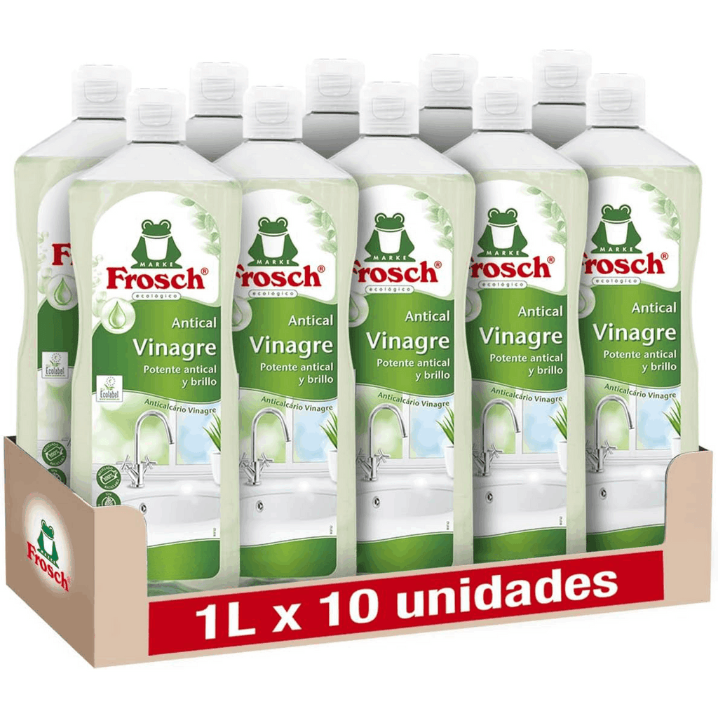 Frosch Vinagre de Limpieza Antical, Limpiador que Elimina la Cal en Profundidad, Potencia el Brillo, Pack 10 Unidades x 1L, 10L en Total