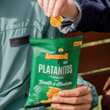 Amazonia Platanitos Sabor Tomate y Albahaca, Chips de Platano Sin GLuten, Sin Colorantes ni Conservantes, 75g cada Paquete