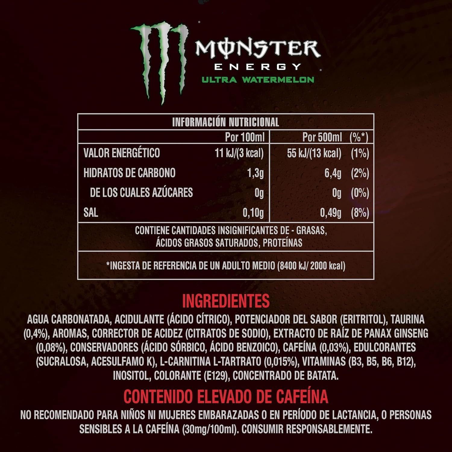 MONSTER ENERGY Bebida Energética, Refresco Energético, Pack 12/24 Latas de 500ml