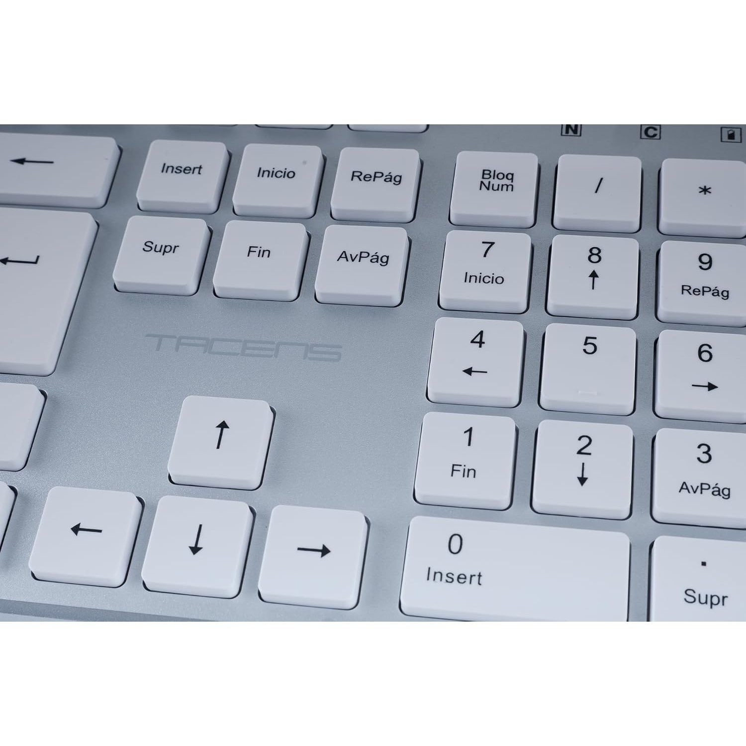 Tacens Zenith, Combo Inalámbrico 3en1 con Tecnología DualLink 2.4 GHz, Teclado Completo Full-Size con SmartKey Copilot AI, Ratón Óptico 3200 dpi, Alfombrilla Nanotextil, Idioma Portugués, Blanco