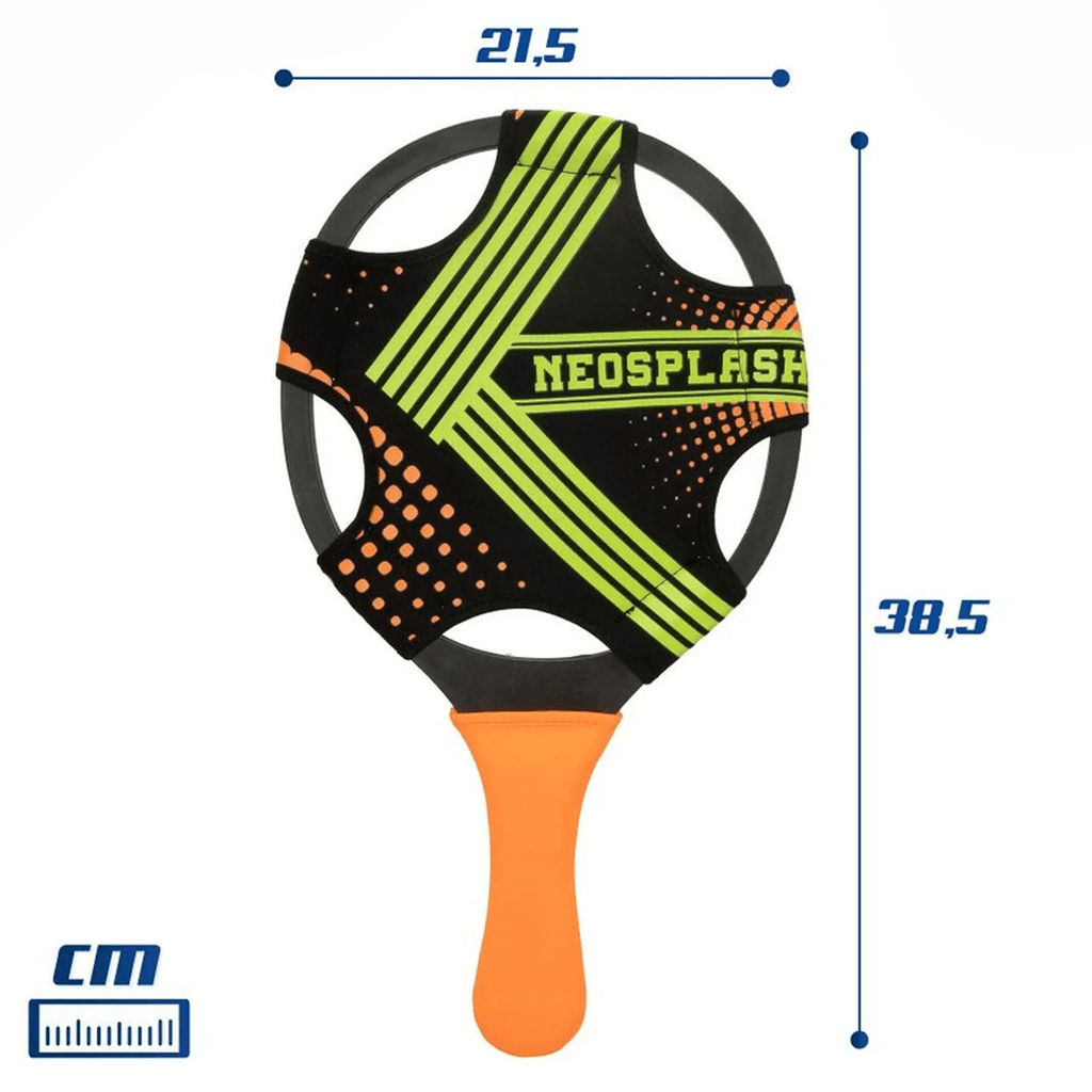 Set 2 Palas de Playa y Pelota, 2 Palas de Playa de Neopreno, Incluye Pelota de PVC y Red de Transporte, Raquetas con Agarre Cómodo ideales para Playa y Deportes al Aire Libre