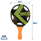 Set 2 Palas de Playa y Pelota, 2 Palas de Playa de Neopreno, Incluye Pelota de PVC y Red de Transporte, Raquetas con Agarre Cómodo ideales para Playa y Deportes al Aire Libre
