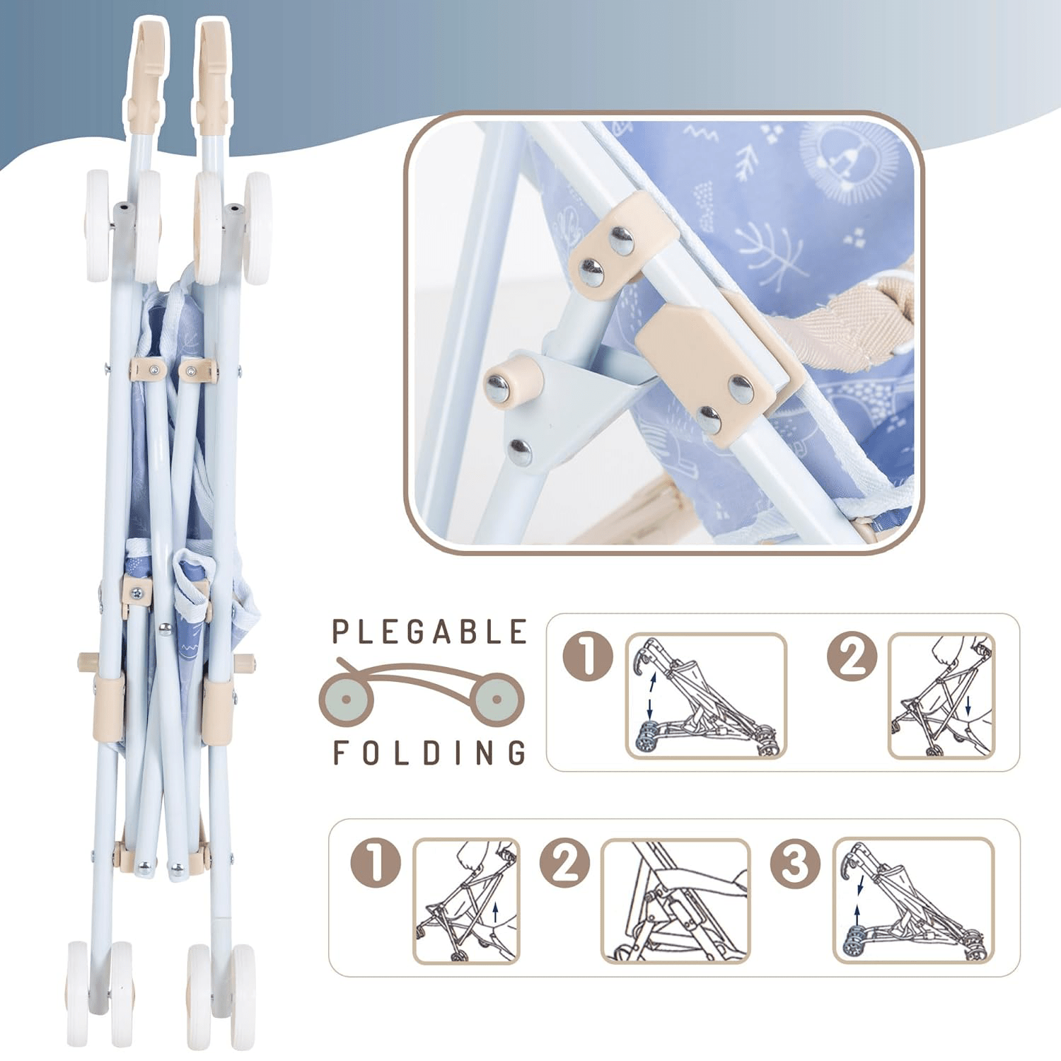 Silla de Juguete para Niños, Silla Plegable con Cinturón para Sujetas al Muñeco, Ideal para Muñecas de 30 y 40cm, Fomenta la Imaginación, la Afectividad y la Sociabilidad, 28 x 42 x 56 cm