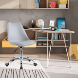 Silla Escritorio Ergonómica con Ruedas, Silla Oficina Giratoria con Altura Ajustable, Acolchada, Estilo Nórdico, Ideal para Estudio y Oficina