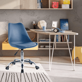 Silla Escritorio Ergonómica con Ruedas, Silla Oficina Giratoria con Altura Ajustable, Acolchada, Estilo Nórdico, Ideal para Estudio y Oficina
