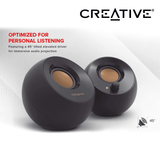 CREATIVE Set de Altavoces Ordenador 2.0, para Ordenador Portatil y Oficina, Alámbrico 3,5 mm, 4,4 W, 100 - 17000 Hz, Creative Labs Pebble