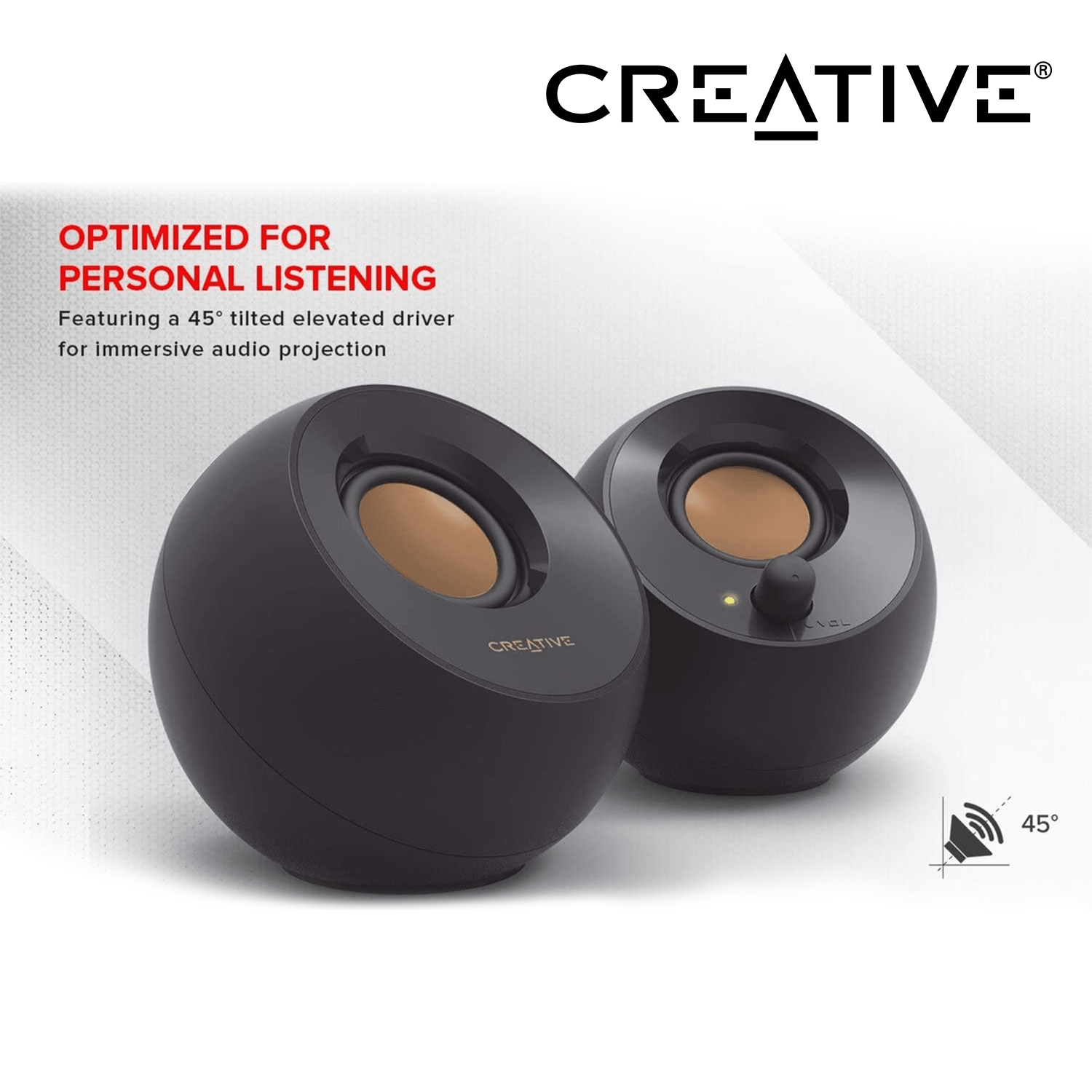 CREATIVE Set de Altavoces Ordenador 2.0, para Ordenador Portatil y Oficina, Alámbrico 3,5 mm, 4,4 W, 100 - 17000 Hz, Creative Labs Pebble