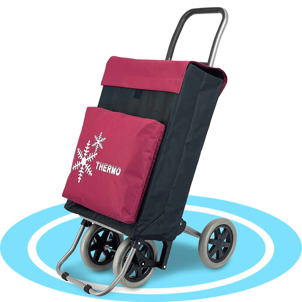 Carro Compra Plegable con Bolsillo Térmico para Congelados, Carro Plegable con Ruedas, 2 Compartimentos, Con Capacidad de hasta 50 Litros y 40 Kg de Carga Máxima, 4 Ruedas Grandes Resistentes y Estables Ideales para Facilitar el Transporte y Llevar mejor