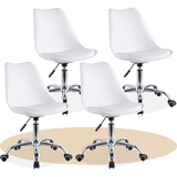 Silla Escritorio Ergonómica con Ruedas, Silla Oficina Giratoria con Altura Ajustable, Acolchada, Estilo Nórdico, Ideal para Estudio y Oficina