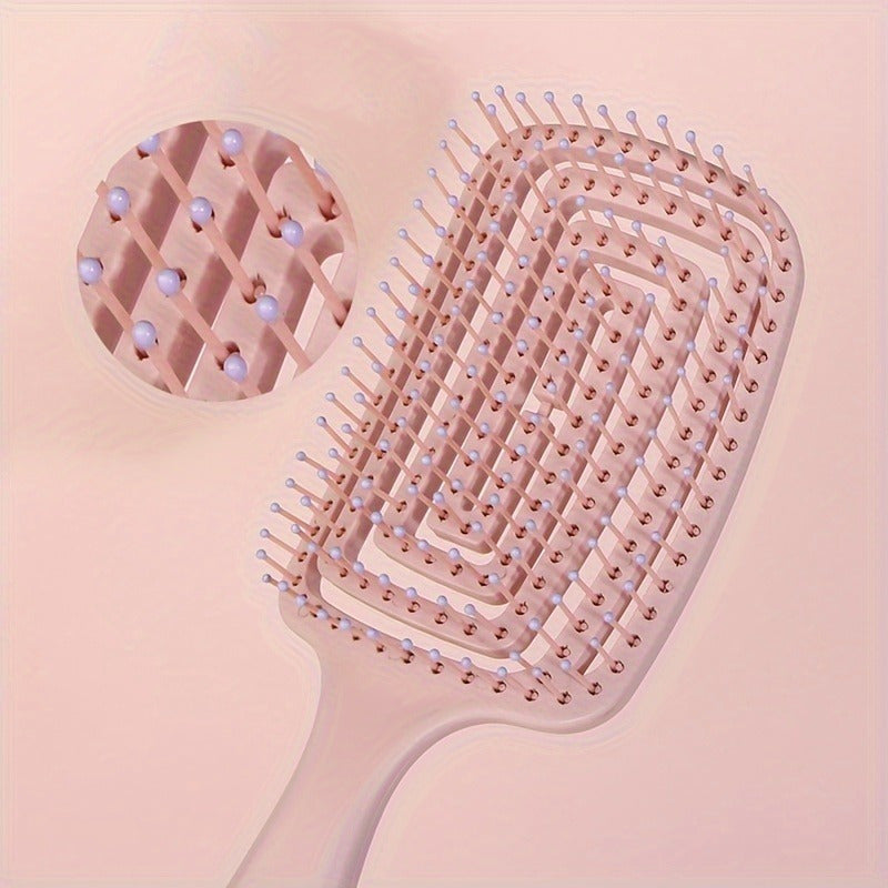 Cepillo Desenredante Curvo para Todo Tipo de Cabello, Peine Desenredante sin Dolor, Anti tirones, Antifrizz, Peine para el Cabello de Diseño Hueco, Mango Ergonómico, Fácil Uso en Húmedo y Seco