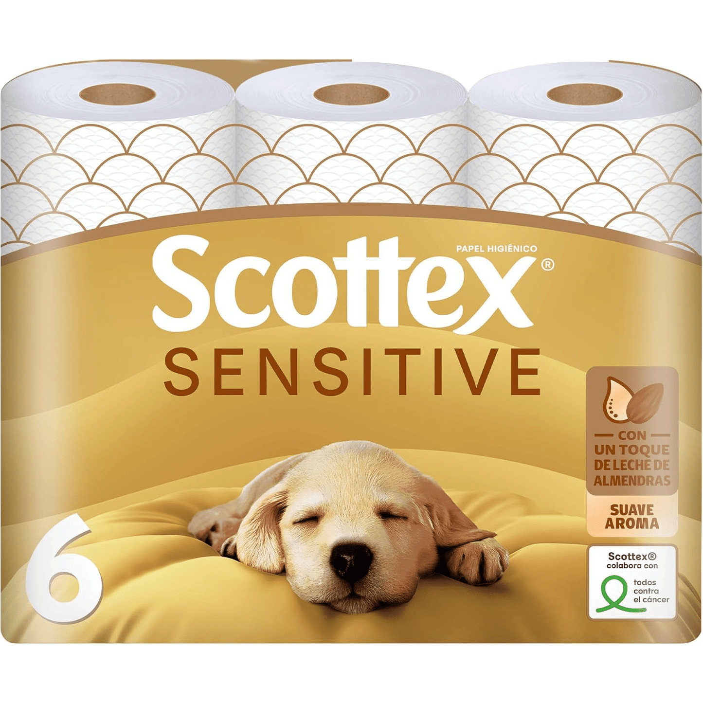 Scottex Papel Higiénico Sensitive con 3 Capas, Cuidado Delicado y Suave con un Toque de Leche de Almendras