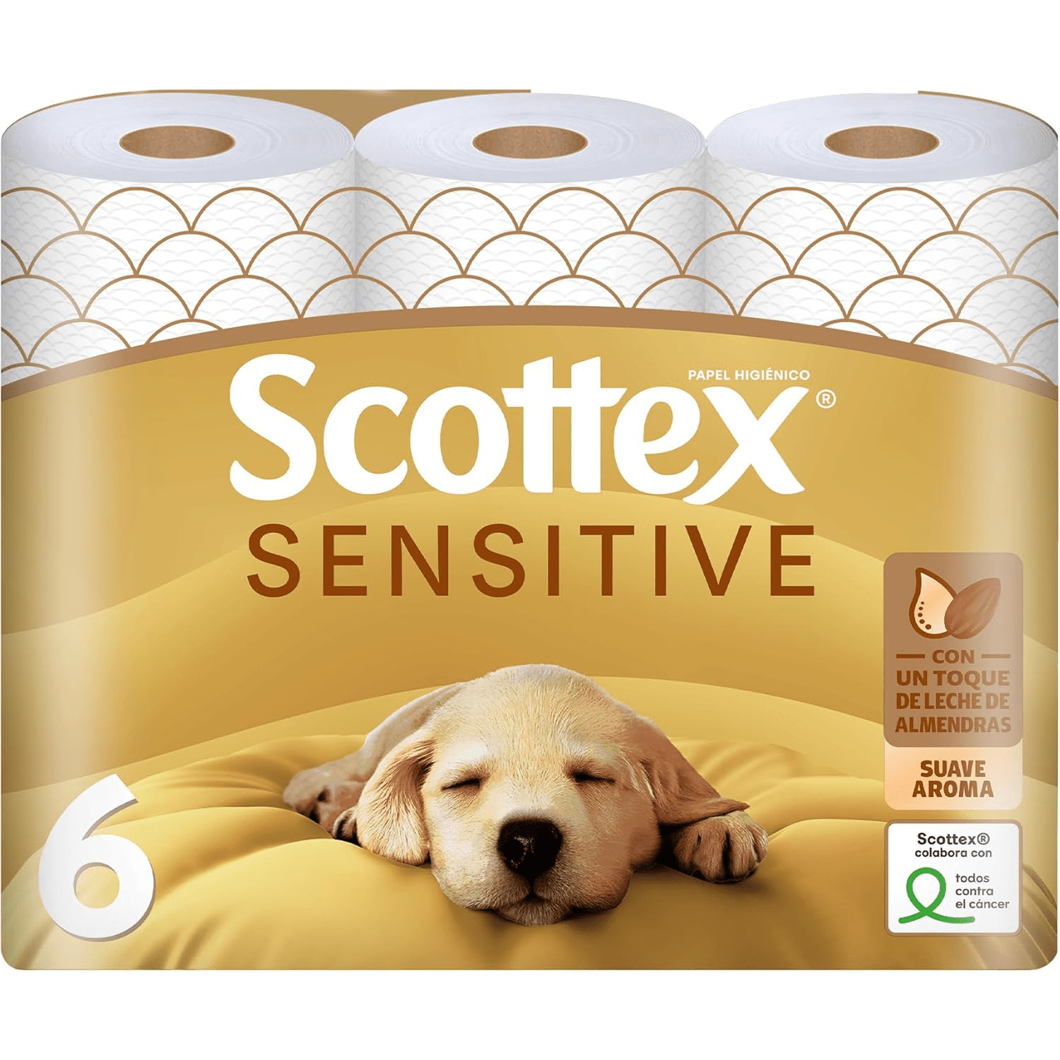 Scottex Papel Higiénico Sensitive con 3 Capas, Cuidado Delicado y Suave con un Toque de Leche de Almendras