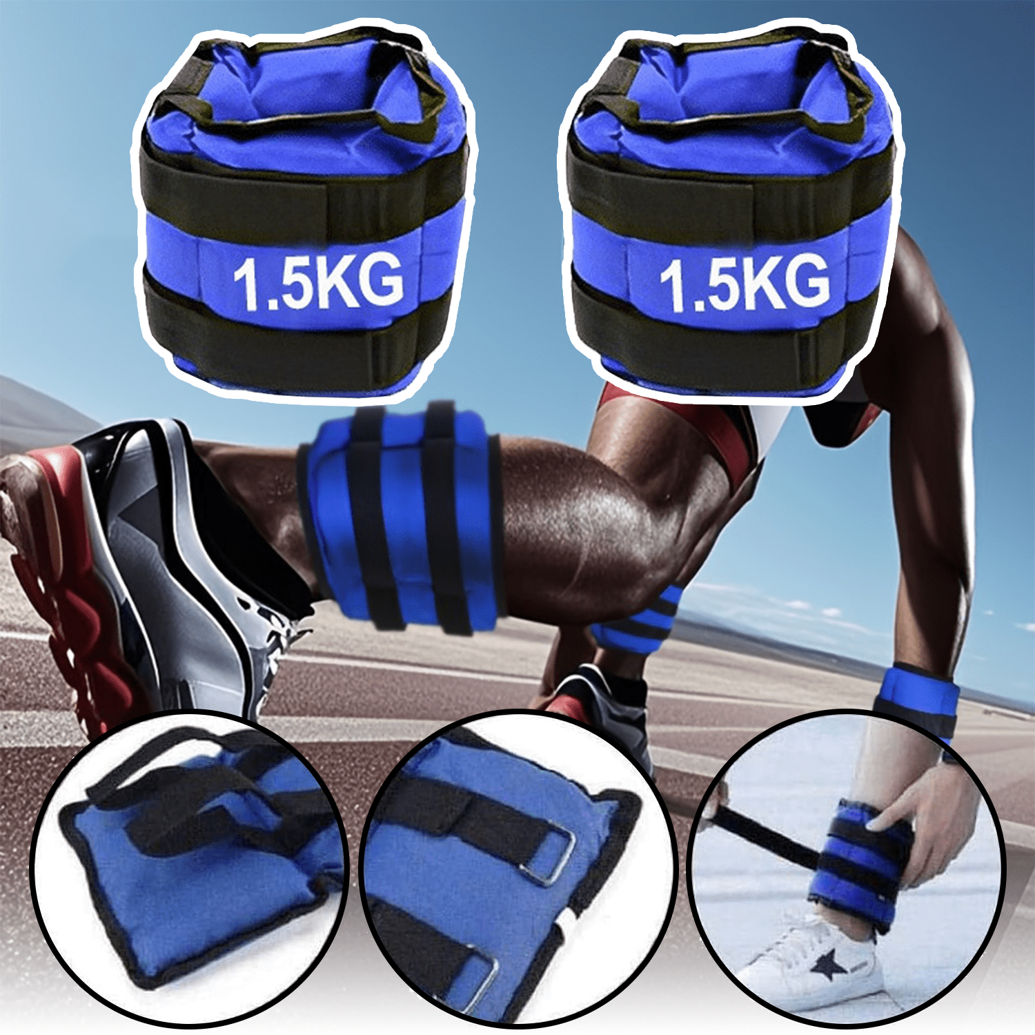 Pesas de Tobillo y Muñecas ideales para Correr, Footing, Movimiento Físico y Gimnasio, Incrementa la Intensidad de tus Ejercicios, Correas Ajustables y Cierre Fácil, Transpirables e Inodoros, Resistentes al Desgarro y Cómodos para la Piel