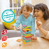 Torre de Madera Juego, Torre de Bloques Apilables de Madera, Conjunto de 76 Piezas, 52 Piezas de Bloques Coloreados, Juego de Mesa Divertido