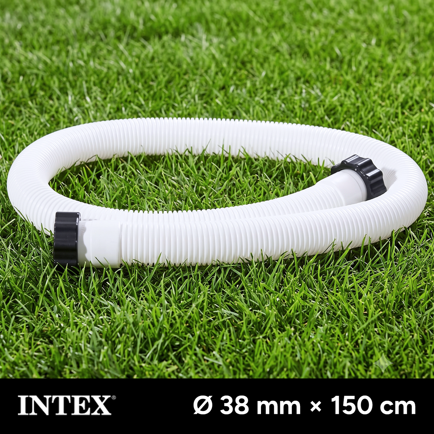 INTEX Manguera de Bomba Piscina de 150 cm y 38 mm de Diámetro, Compatible con Depuradoras de Cartucho, Arena y Cloradores Salinos con Conexión de 38mm, Fabricada en Plástico de Alta Resistencia y Duración, Dispone de Conexiones en Ambos Extremos