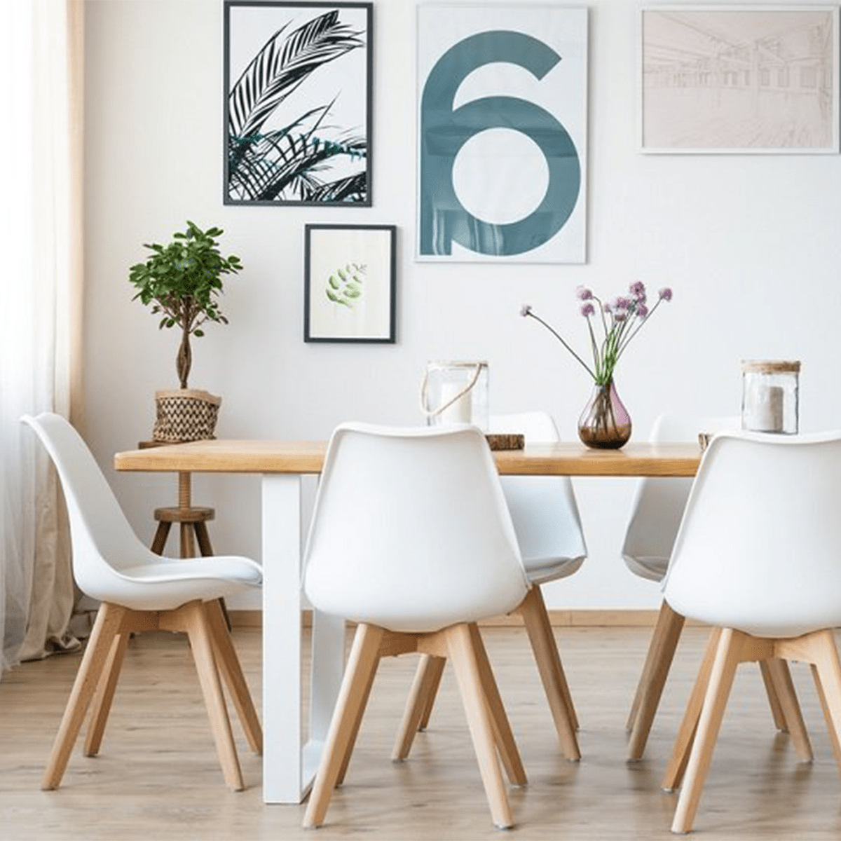 Sillas para Comedor, Sillas de Cocina con Asiento Blando, Tapizado y Patas Resistentes de Madera de Haya