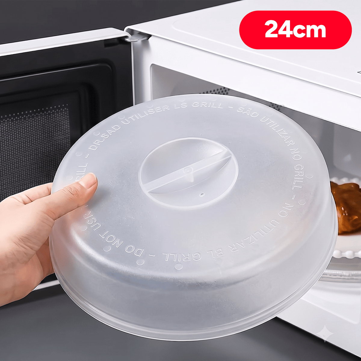 Tapa Microondas 24 cm, Cubierta Antisalpicaduras para Microondas, Fácil de Limpiar, Protege la Comida y la Cocina de la Grasa, Plástico Duradero, Adaptándose Perfectamente a Platos de Tamaño Estándar, 24 cm