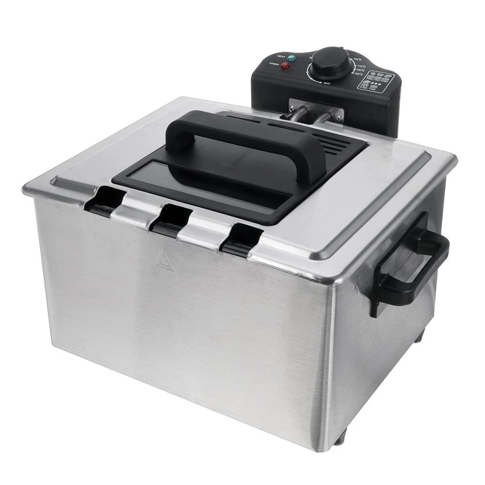 Freidora de Aceite, Freidora Eléctrica con 5 Litros de Capacidad, Ventana Superior en la Tapa, Desmontable para facilitar la Limpieza, Cesta de Gran Capacidad, Hecha de Acero, 2000 W, 39,5 x 37 x 28 cm