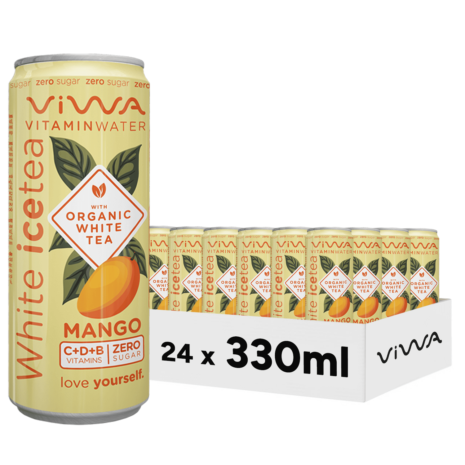 VIWA VitaminWater & Tea, Bebidas Refrescantes con Vitaminas y Minerales, 330ml, Pack de 24