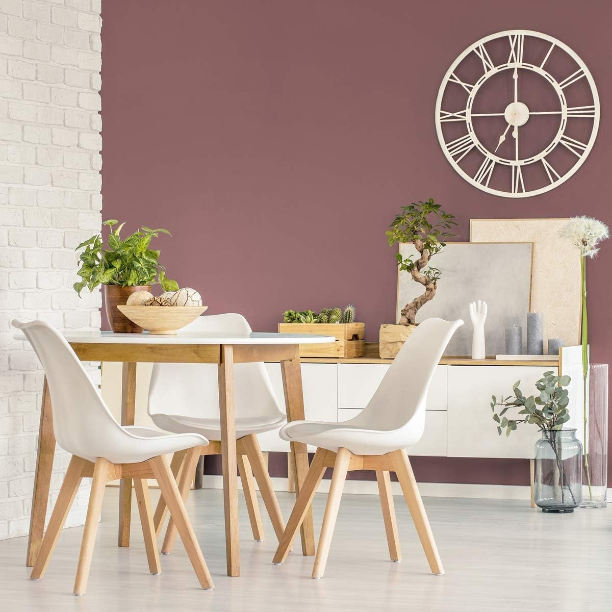 Sillas para Comedor, Sillas de Cocina con Asiento Blando, Tapizado y Patas Resistentes de Madera de Haya