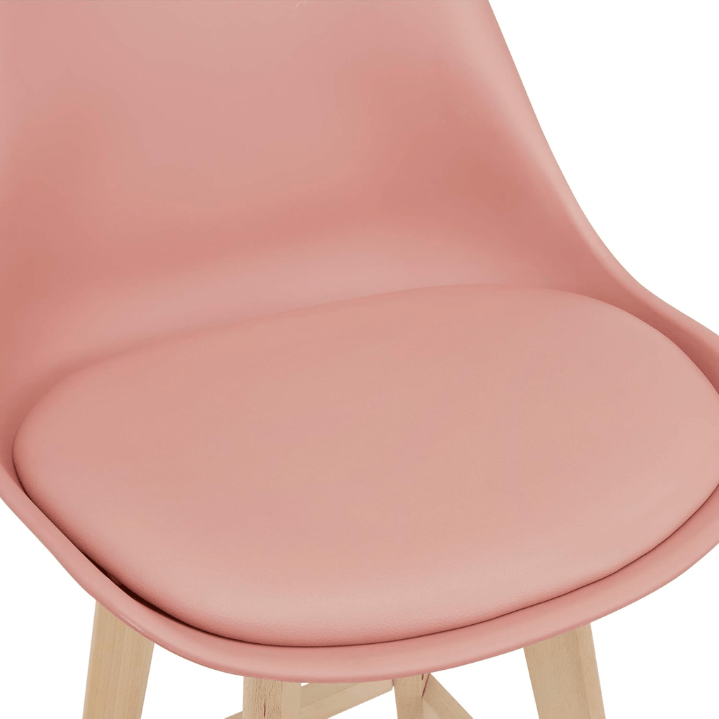 Taburete Alto Cocina con Respaldo, Asiento Blando y Tapizado, Patas Altas Resistentes de Madera de Haya con Reposapiés, Sillas Nórdicas, Ideal para Cocina, Salón, Comedor y Restaurante, 54.5 x 49.5 x 106 cm