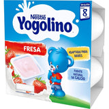 NESTLÉ Yogolino Fresa, Yogur Infantil a partir de los 8 Meses, Sin Gluten, 4 Tarrinas de 100g por Paquete