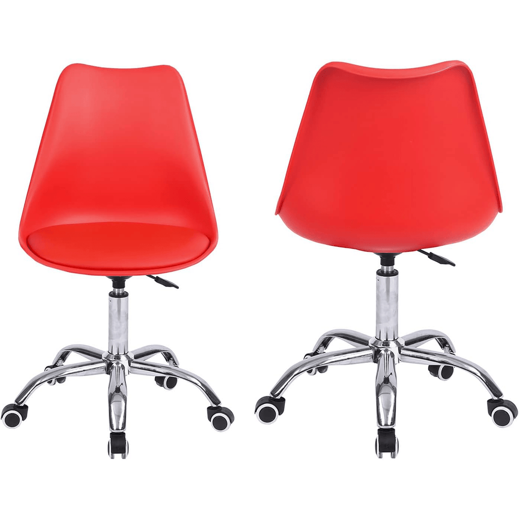 Silla Escritorio Ergonómica con Ruedas, Silla Oficina Giratoria con Altura Ajustable, Acolchada, Estilo Nórdico, Ideal para Estudio y Oficina