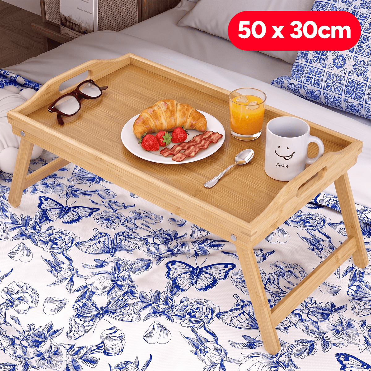 Bandeja de Cama Plegable, Bandeja para Comida, Resistente y Duradera, Ideal para Cocinas, Sofás y Comedores, Bandeja Portátil Multifuncional