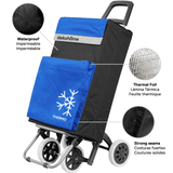 Carro Compra Plegable 4 Ruedas con Bolsillo Térmico para Congelados, Carro Plegable con Ruedas, 54 Litros de Capacidad y 40 Kg de Carga Máxima, Compartimentos Extra, Ruedas Grandes Resistentes para Facilitar el Movimiento y el Transporte del Peso