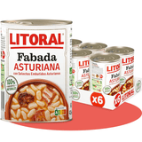 LITORAL Fabada Asturiana, Plato Preparado de Fabada Asturiana con Embutido Selecto, 420g, Pack Ahorro de 6 Unidades