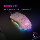 Mars Gaming MMAX, Ratón Gaming Ultraligero 69g, Sensor PixArt 12400DPI, RGB Chroma, 7 Botones Programables, Switches HUANO, Cable Feather, Windows/Linux/Mac/PS4/PS5/ Xbox One/Xbox Series X-S, Rosa