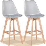Taburete Alto Cocina con Respaldo, Asiento Blando y Tapizado, Patas Altas Resistentes de Madera de Haya con Reposapiés, Sillas Nórdicas, Ideal para Cocina, Salón, Comedor y Restaurante, 54.5 x 49.5 x 106 cm