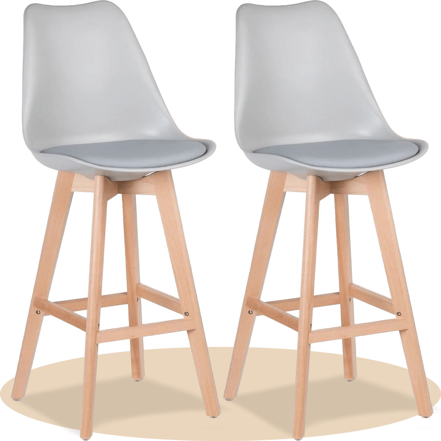 Taburete Alto Cocina con Respaldo, Asiento Blando y Tapizado, Patas Altas Resistentes de Madera de Haya con Reposapiés, Sillas Nórdicas, Ideal para Cocina, Salón, Comedor y Restaurante, 54.5 x 49.5 x 106 cm