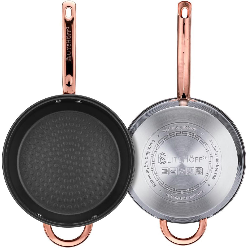 Batería de Cocina 12 Piezas, Juego de Ollas, Cazo y Sartén de Acero Inoxidable, Tapas Incluidas, Apto para Lavavajillas, Apto para Cocina Eléctrica, Gas, Vitrocerámica e Inducción
