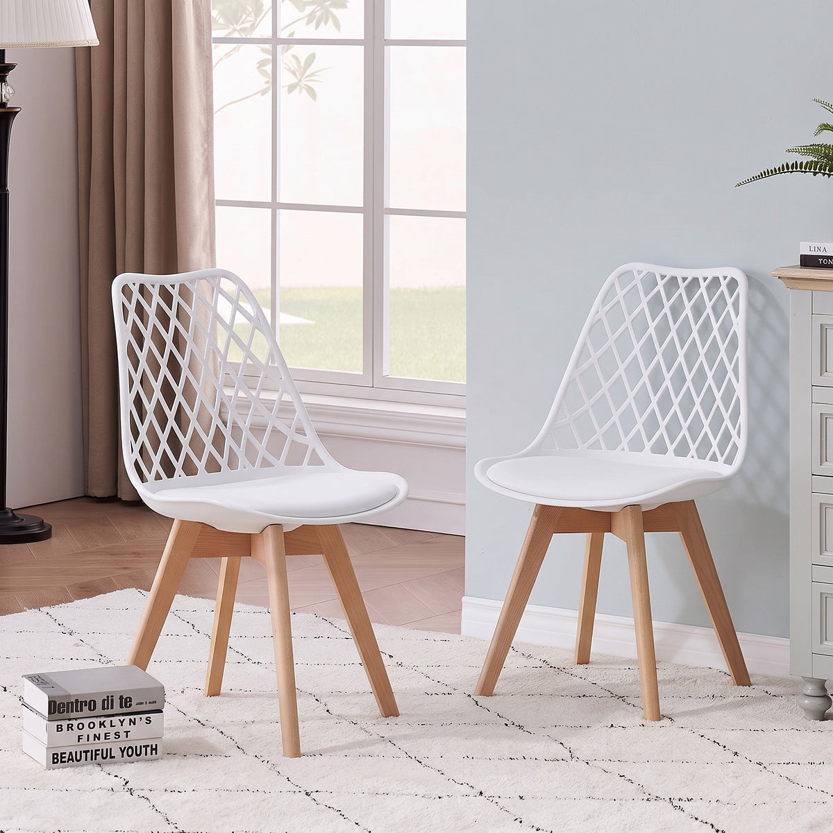 1/2/4/6 Unidad Sillas para Comedor, Sillas para Cocina con Asiento Blando, Tapizado y Patas Resistentes de Madera de Haya, Sillas Nórdicas con Diseño Tramado