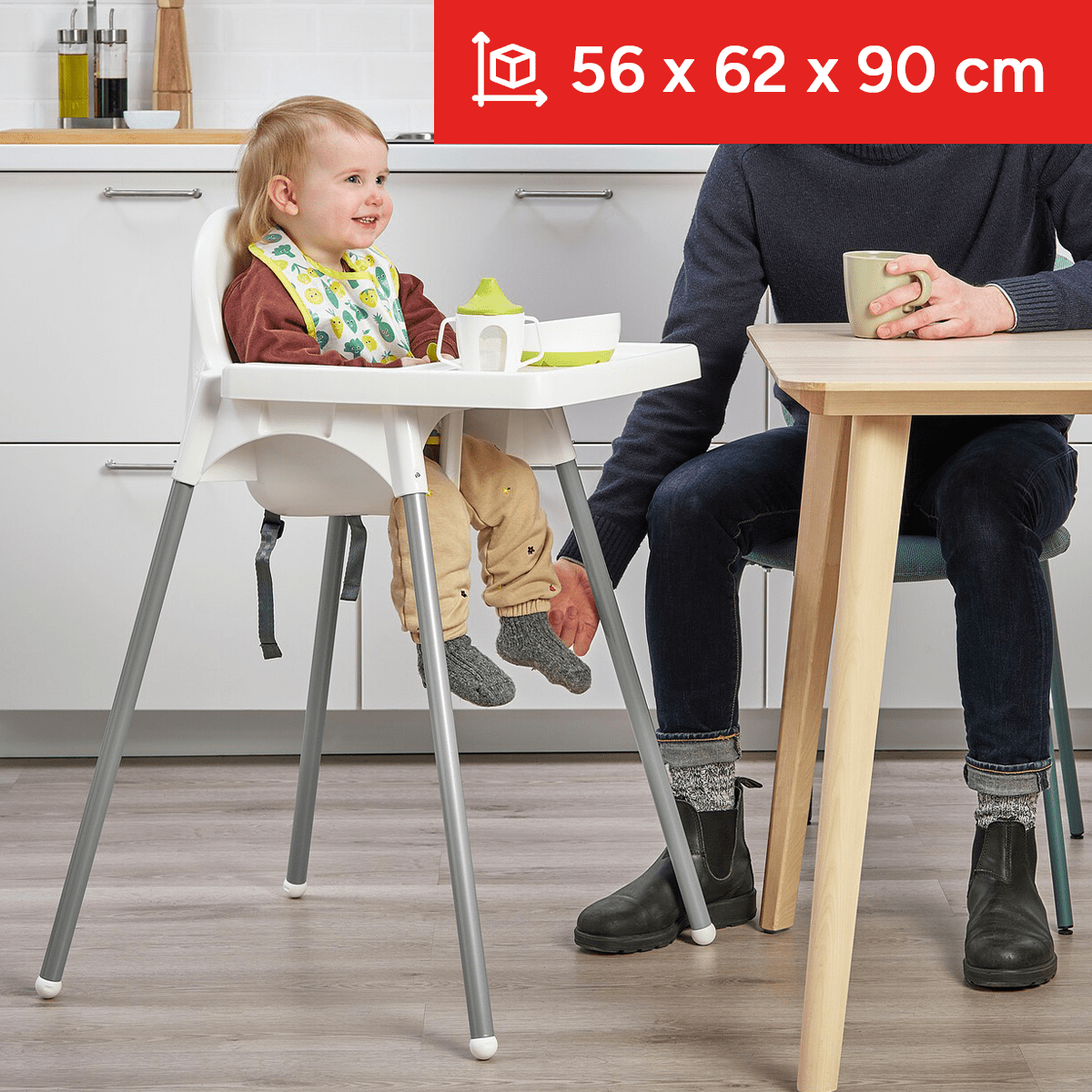 Trona Bebe Portátil, Fácil de Desmontar y Transportar, Segura, Estable y Resistente, Incluye Cinturón de Seguridad, Trona Bebé para Comer