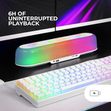 Mars Gaming MSB-Orb, Altavoz Portátil + Barra de Sonido 20W, Iluminación Orbilight RGB 360º, Soundbar con Sistema de Triple Driver, Altavoces Gaming Bluetooth 5.3 / USB/MicroSD/AUX/FM, Blanco