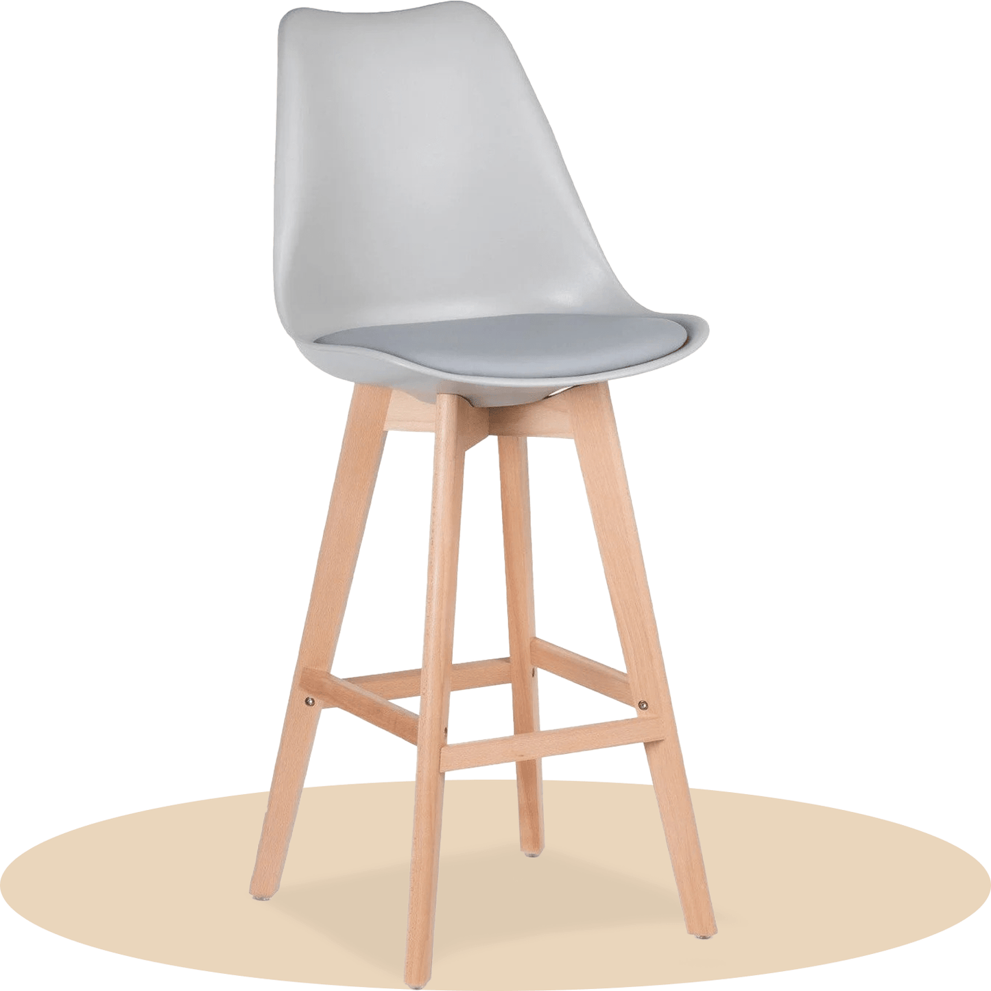 Taburete Alto Cocina con Respaldo, Asiento Blando y Tapizado, Patas Altas Resistentes de Madera de Haya con Reposapiés, Sillas Nórdicas, Ideal para Cocina, Salón, Comedor y Restaurante, 54.5 x 49.5 x 106 cm