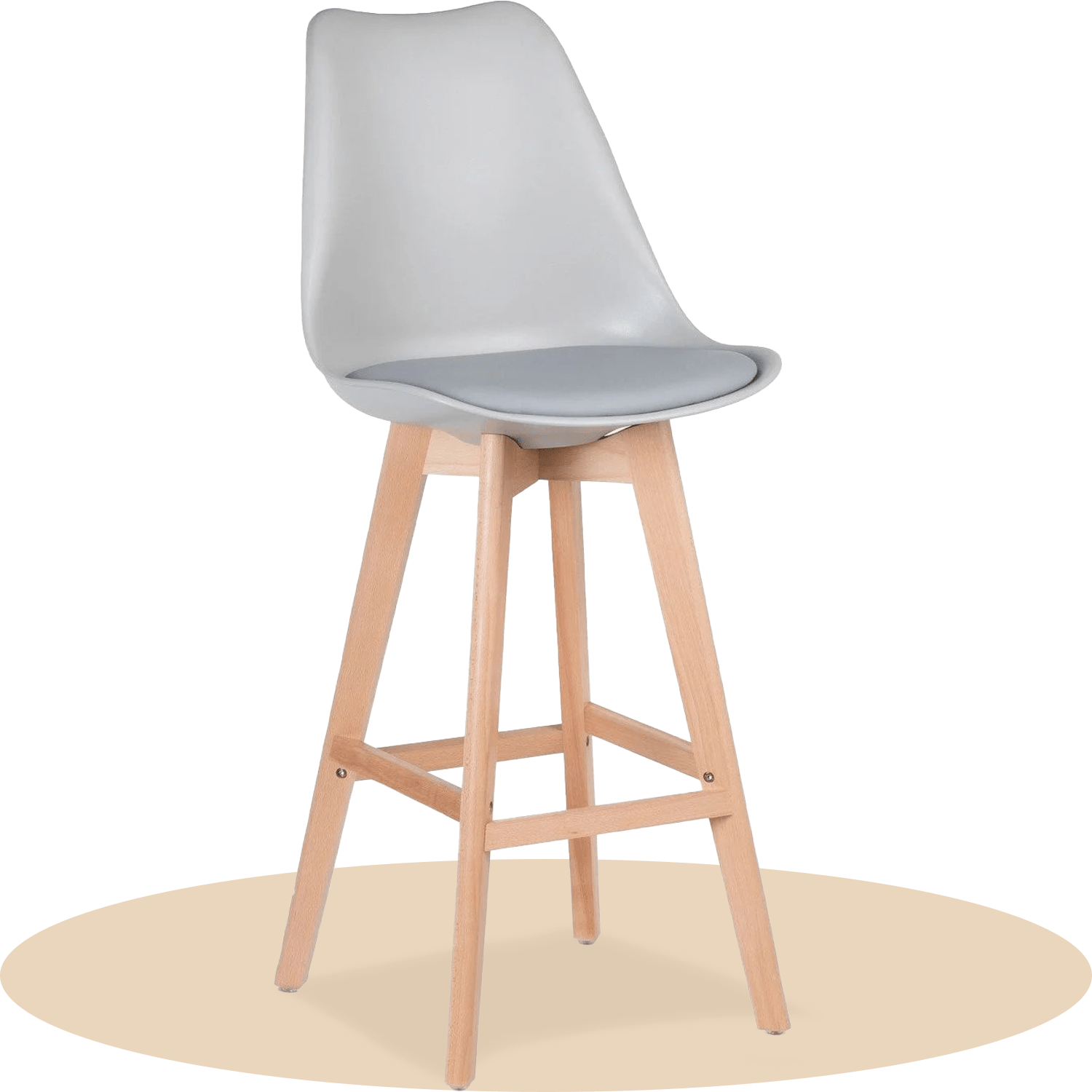 Taburete Alto Cocina con Respaldo, Asiento Blando y Tapizado, Patas Altas Resistentes de Madera de Haya con Reposapiés, Sillas Nórdicas, Ideal para Cocina, Salón, Comedor y Restaurante, 54.5 x 49.5 x 106 cm