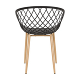 Sillas para Comedor, Sillas para Cocina con Asiento de Polipropileno Ultra Resistente con Diseño tipo Rejilla, Estructura y Patas Metálicas de Color Caqui, 56 x 56 x 80 cm, Negro