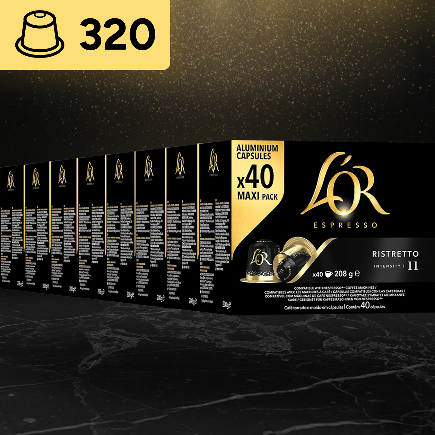 L'Or Espresso Capsulas de Cafe, Intenso, Potente, Especiado y con Carácter, Cápsulas Compatibles con Cafeteras Nespresso, 40/80/120/200/320/400 Cápsulas