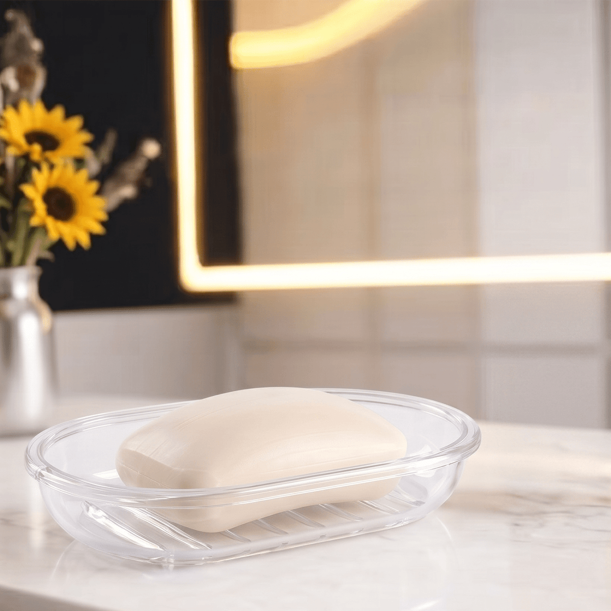 Jabonera Plástico Resistente, Fácil de Limpiar, Ideal para Ducha, Baño, Lavabo, Cocina y Encimera, Perfecto para Mantener Ordenadas tus Encimeras, Evitando Manchas de Jabón y Manteniendo tu Espacio Seco y Organizado