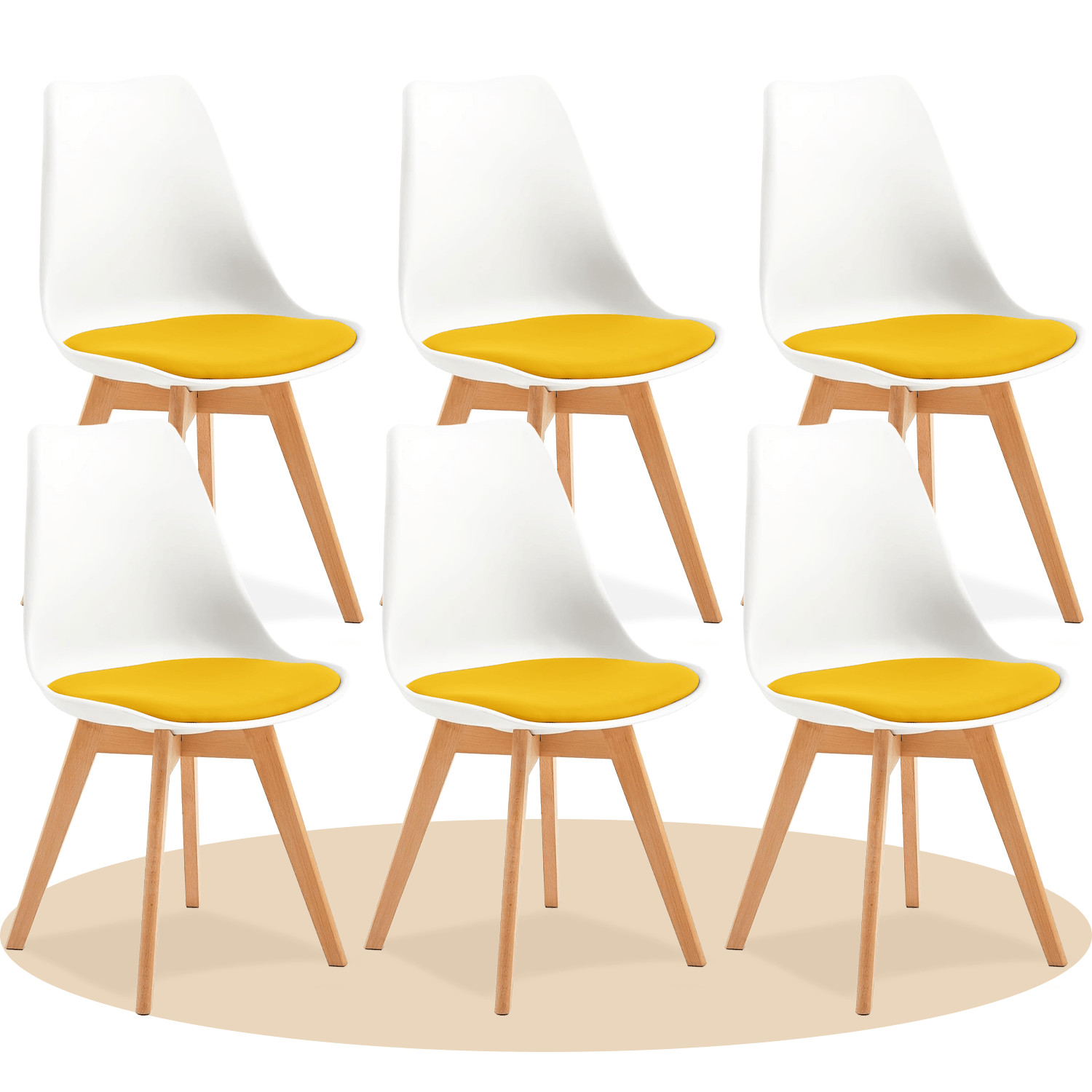 1/2/4/6 Unidad Sillas para Comedor, Sillas para Cocina con Asiento Blando, Tapizado y Patas Resistentes de Madera de Haya, Sillas Nórdicas