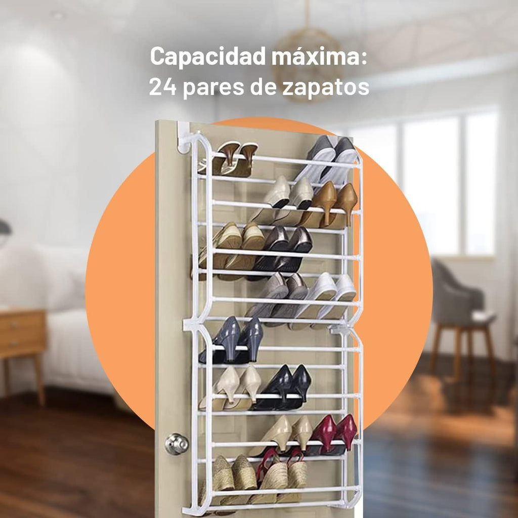 Zapateros Organizador Puerta con Capacidad hasta 24 Pares de Zapatos, Organizador Puerta, Zapatero de Puerta para Ahorrar Espacio, Multinivel, Resistente, Zapatero Colgante, Fácil de Montar, Construcción Robusta y Duradera, Ocupa poco Espacio