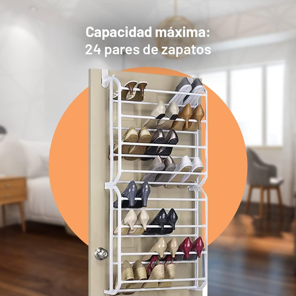 Zapateros Organizador Puerta con Capacidad hasta 24 Pares de Zapatos, Organizador Puerta, Zapatero de Puerta para Ahorrar Espacio, Multinivel, Resistente, Zapatero Colgante, Fácil de Montar, Construcción Robusta y Duradera, Ocupa poco Espacio