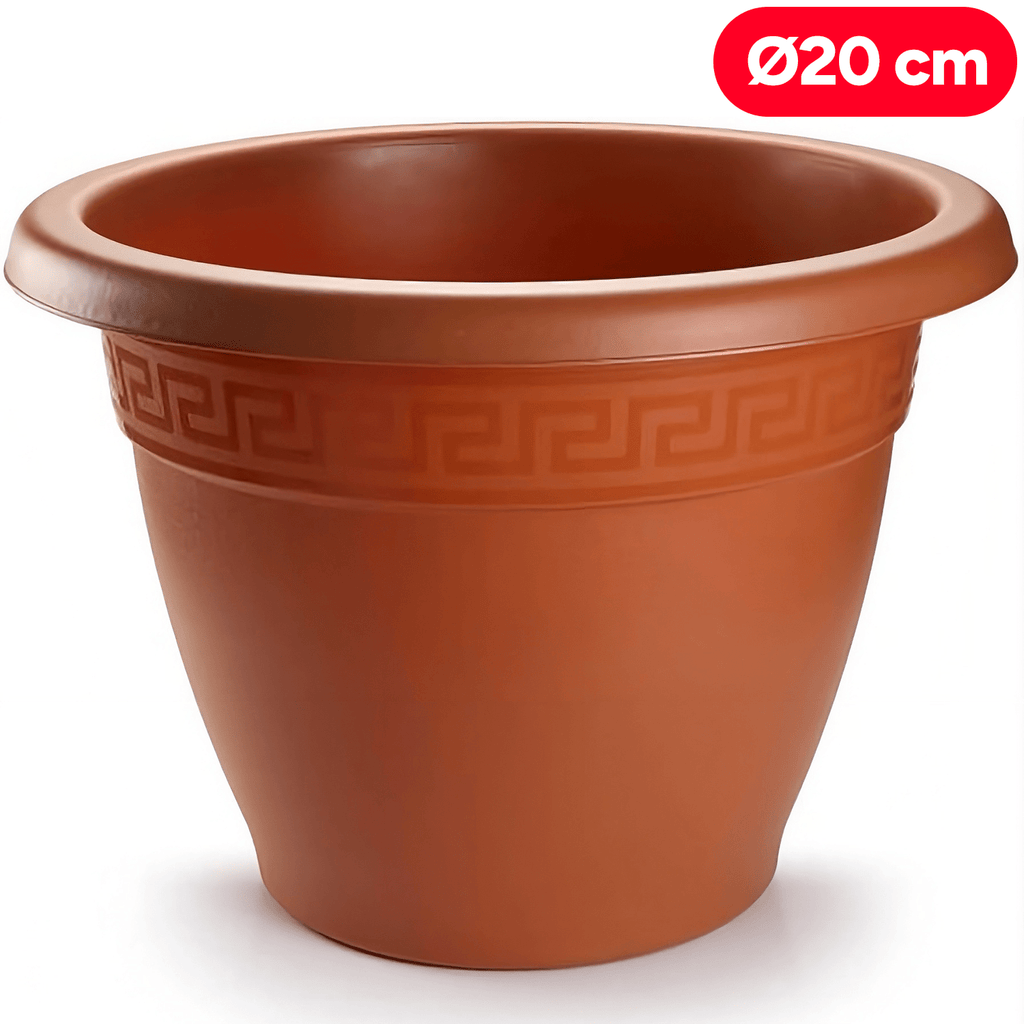 Maceta Plástico 20cm, Diseño Elegante y Moderno, Macetas para Interiores y Exteriores, Patio y Decoración, Ideal para Flores y Verduras, Maceteros de Jardín, Marrón