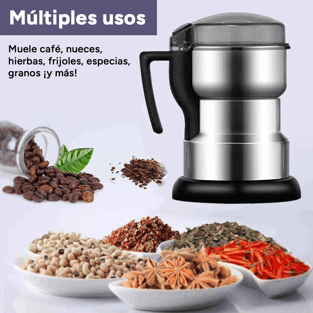Molinillo de Café Eléctrico con Cuchillas de Acero Inoxidable, 200W, Tapa Transparente, Cierre de Seguridad, Ideal para Moler Café y Especias, 200g de Capacidad, 13 x 13 x 19 cm