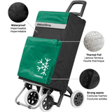 Carro Compra Plegable 4 Ruedas con Bolsillo Térmico para Congelados, Carro Plegable con Ruedas, 54 Litros de Capacidad y 40 Kg de Carga Máxima, Compartimentos Extra, Ruedas Grandes Resistentes para Facilitar el Movimiento y el Transporte del Peso