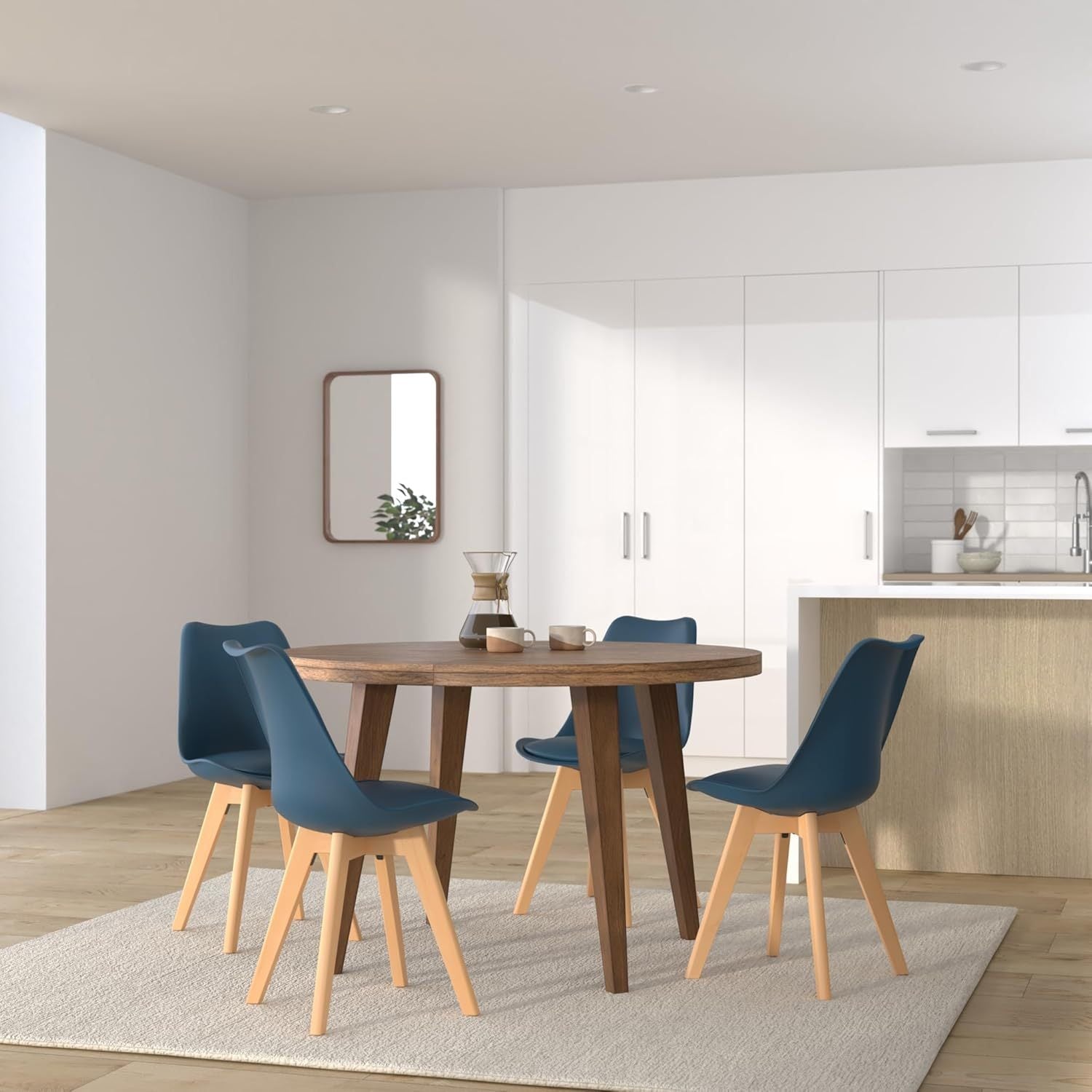 1/2/4/6 Unidad Sillas para Comedor, Sillas para Cocina con Asiento Blando, Tapizado y Patas Resistentes de Madera de Haya, Sillas Nórdicas